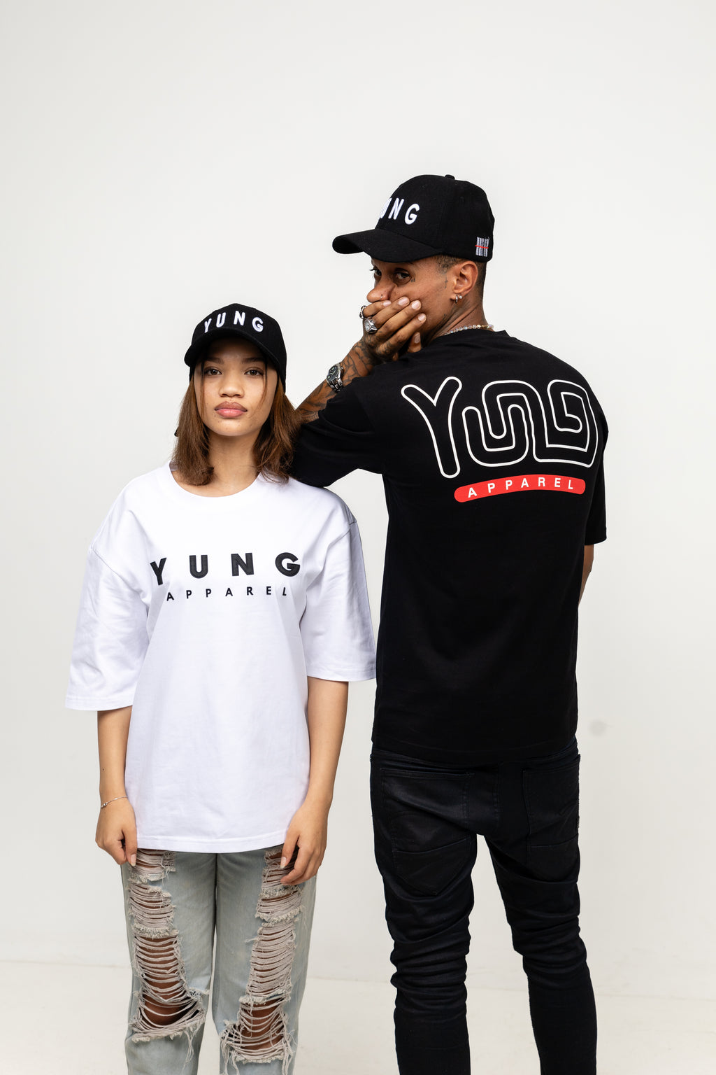 Two people wearing YUNG Apparel clothing on a white background
Streetwear South Africa