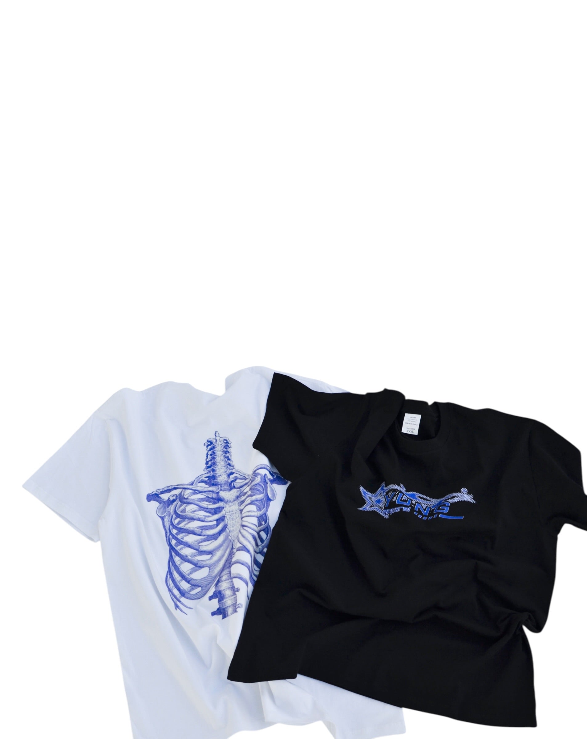 YUNG White and black t-shirts with blue designs on a white background
Streetwear South Africa