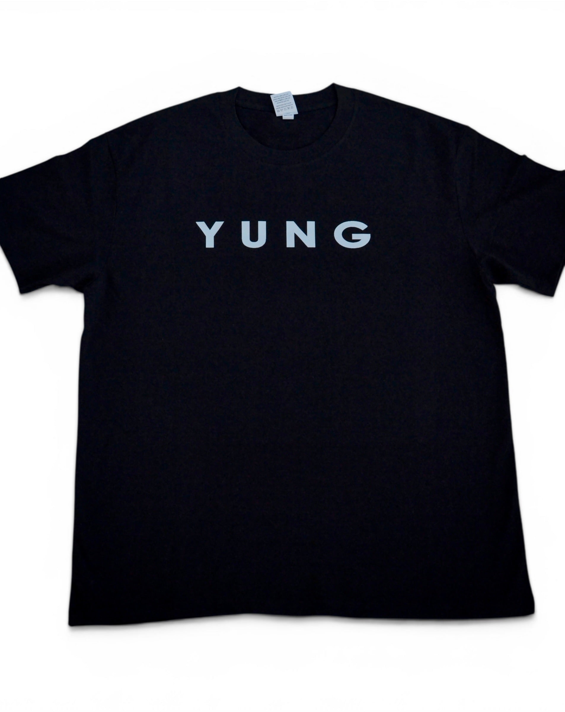 Black t-shirt with 'YUNG' printed in the front on a white background
Streetwear South Africa
