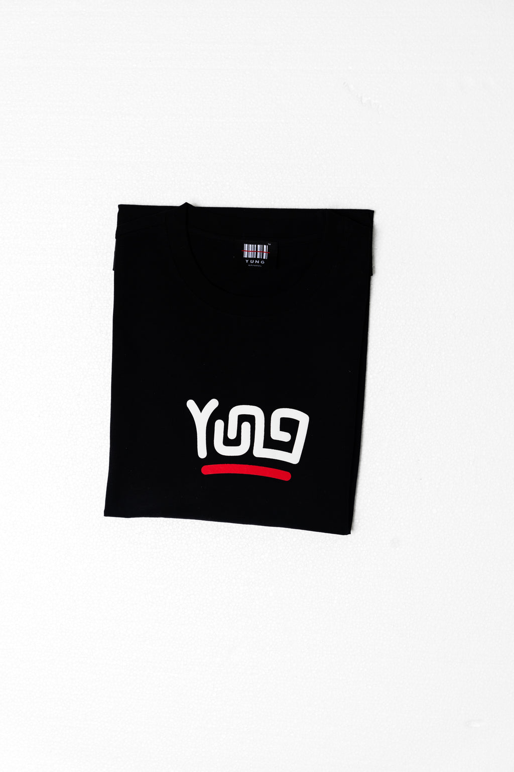Y U N G Black t-shirt with white and red text on a white background
Streetwear South Africa