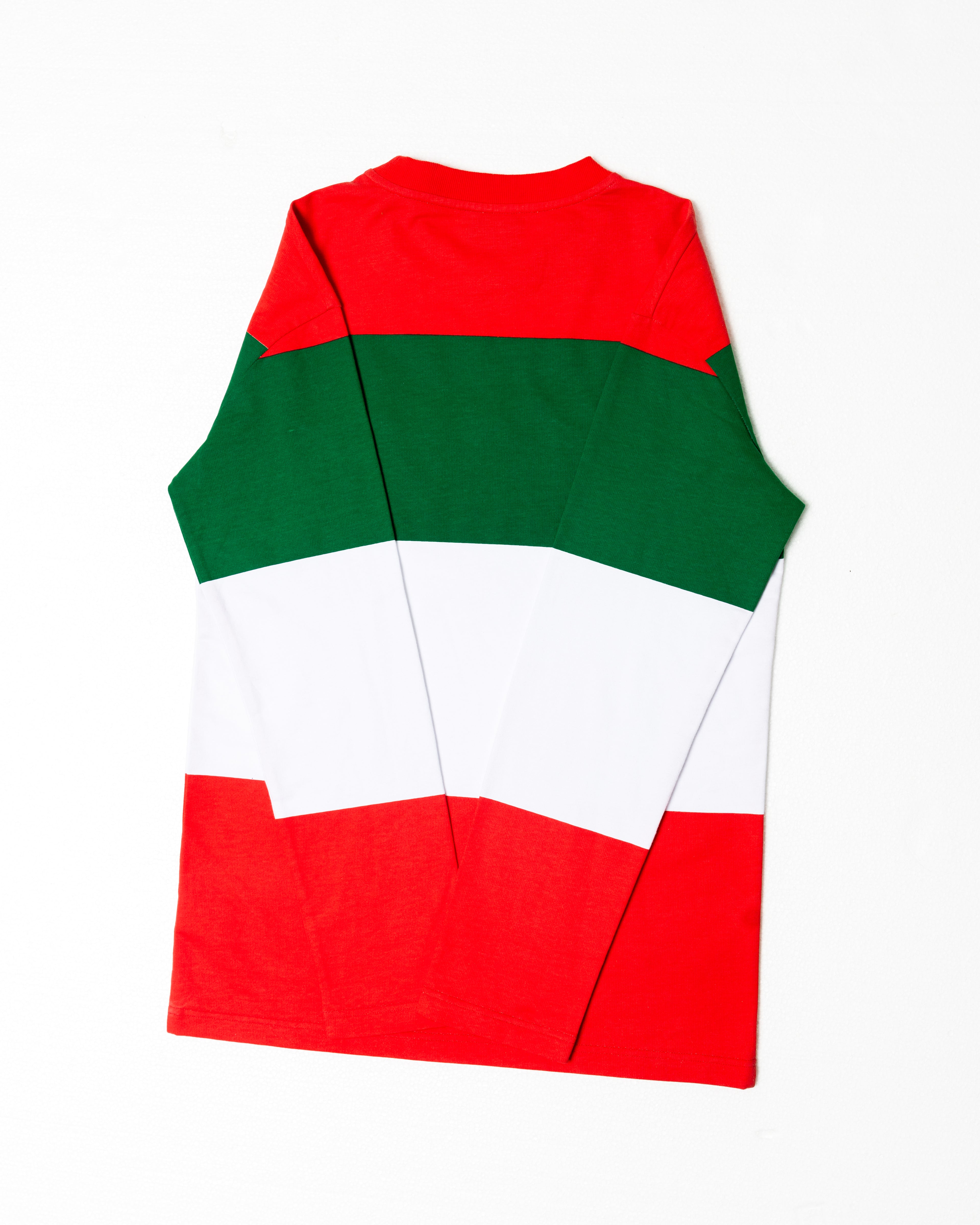 Color-blocked sleeveless shirt with red, green, and white sections on a white background
Streetwear South Africa