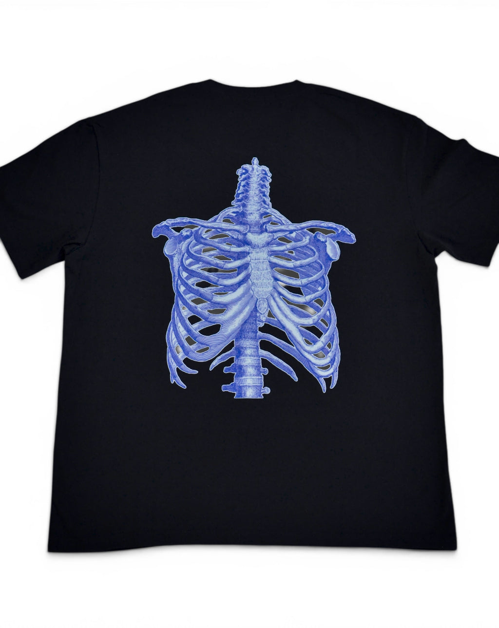 YUNG Black Skeleton t-shirt with blue ribcage design on a white background
Streetwear South Africa