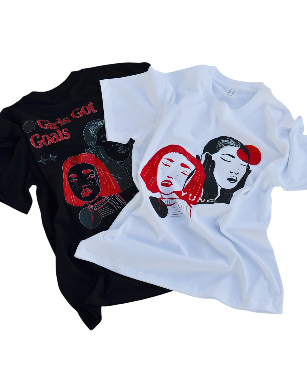 YUNG Black and white t-shirts with graphic designs on a white background
Streetwear South Africa