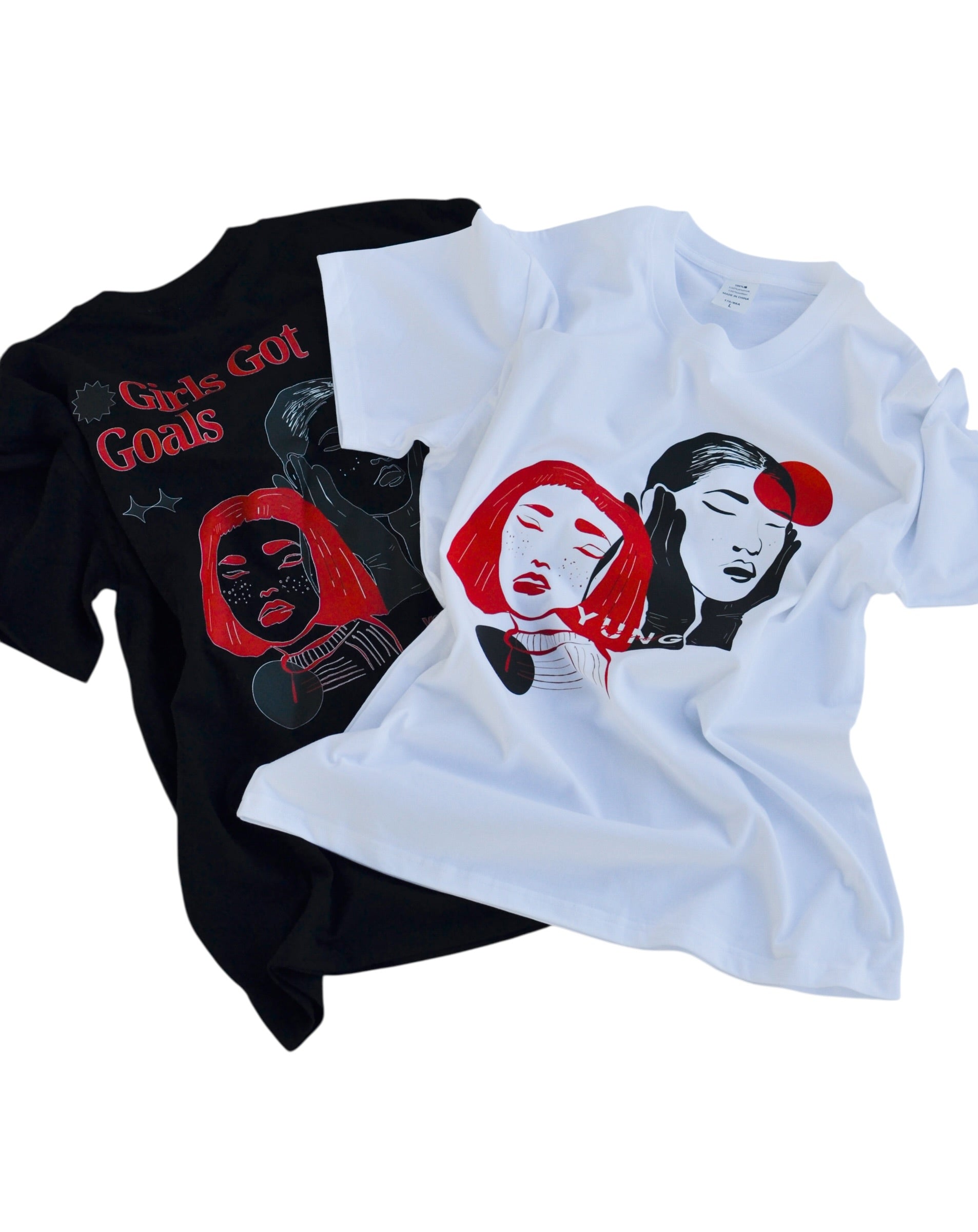 YUNG Black and white t-shirts with graphic designs on a white background
Streetwear South Africa