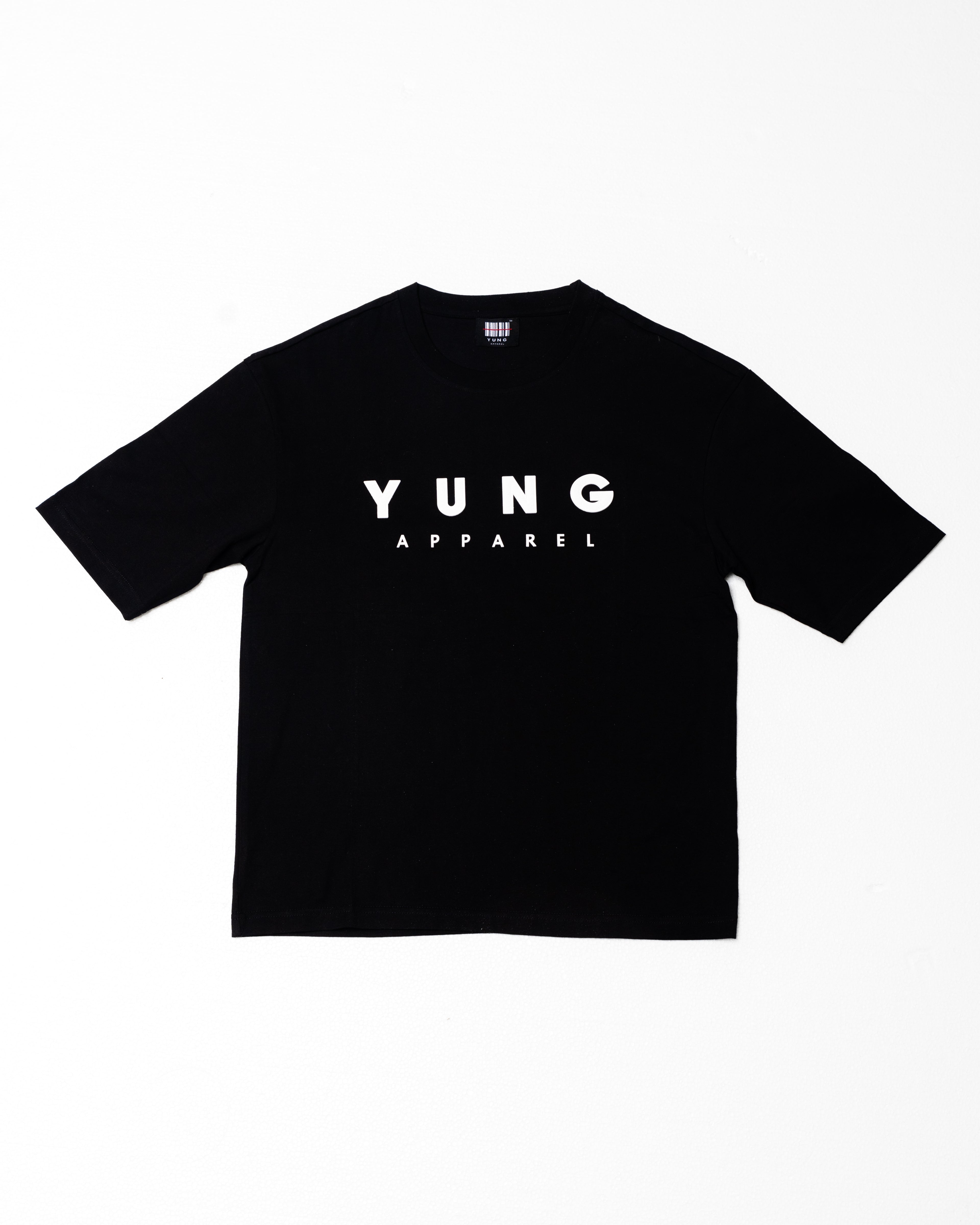 Black t-shirt with 'YUNG APPAREL' text on a white background
Streetwear South Africa