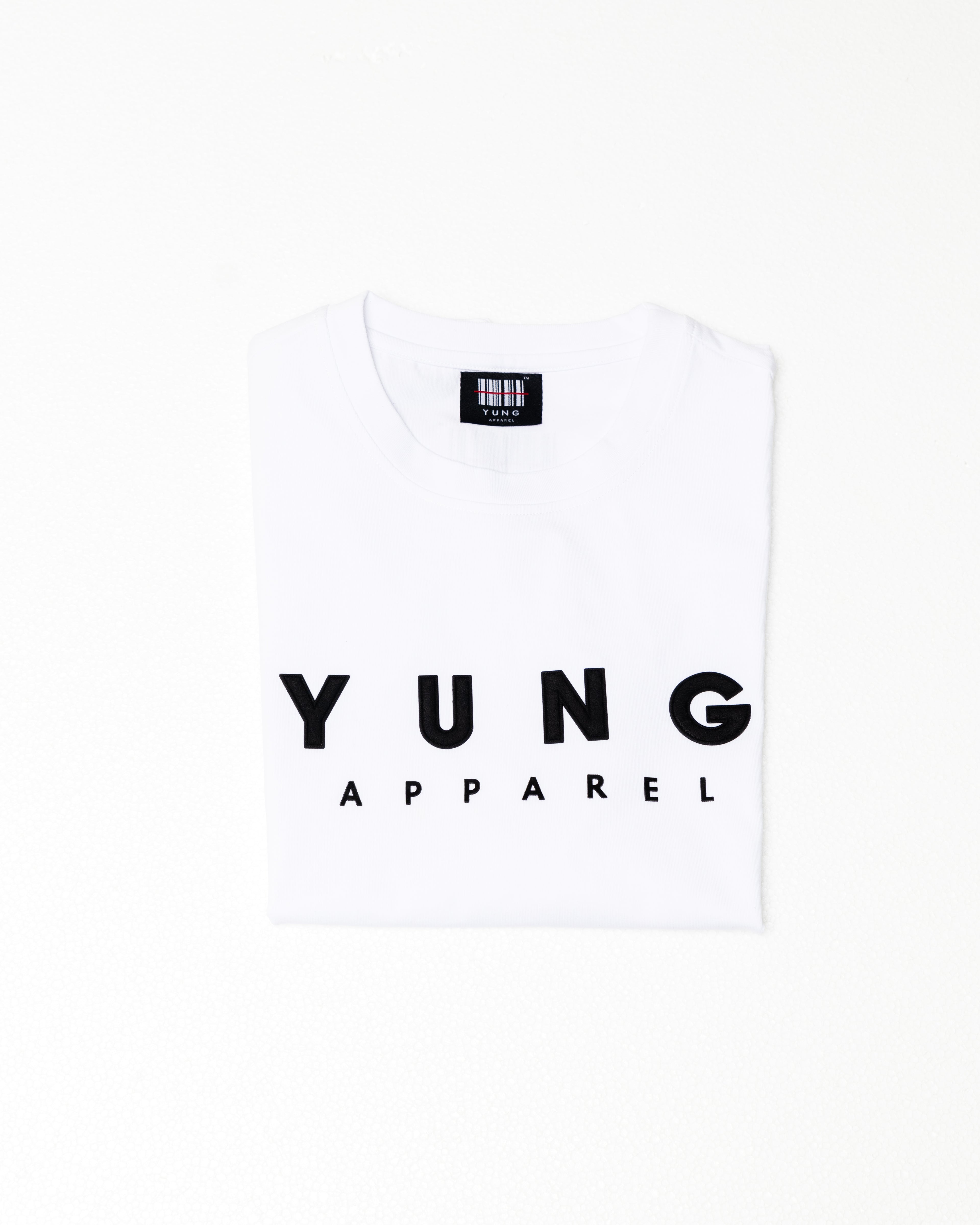 White t-shirt with 'YUNG APPAREL' text on a white background
Streetwear South Africa