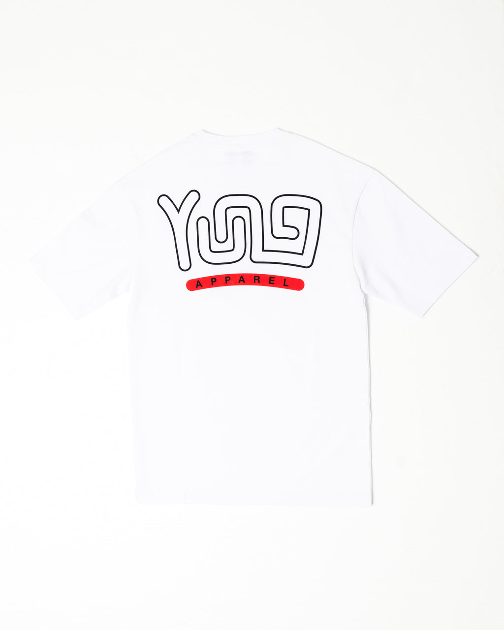 White t-shirt with a black and red logo on a white background
Streetwear South Africa