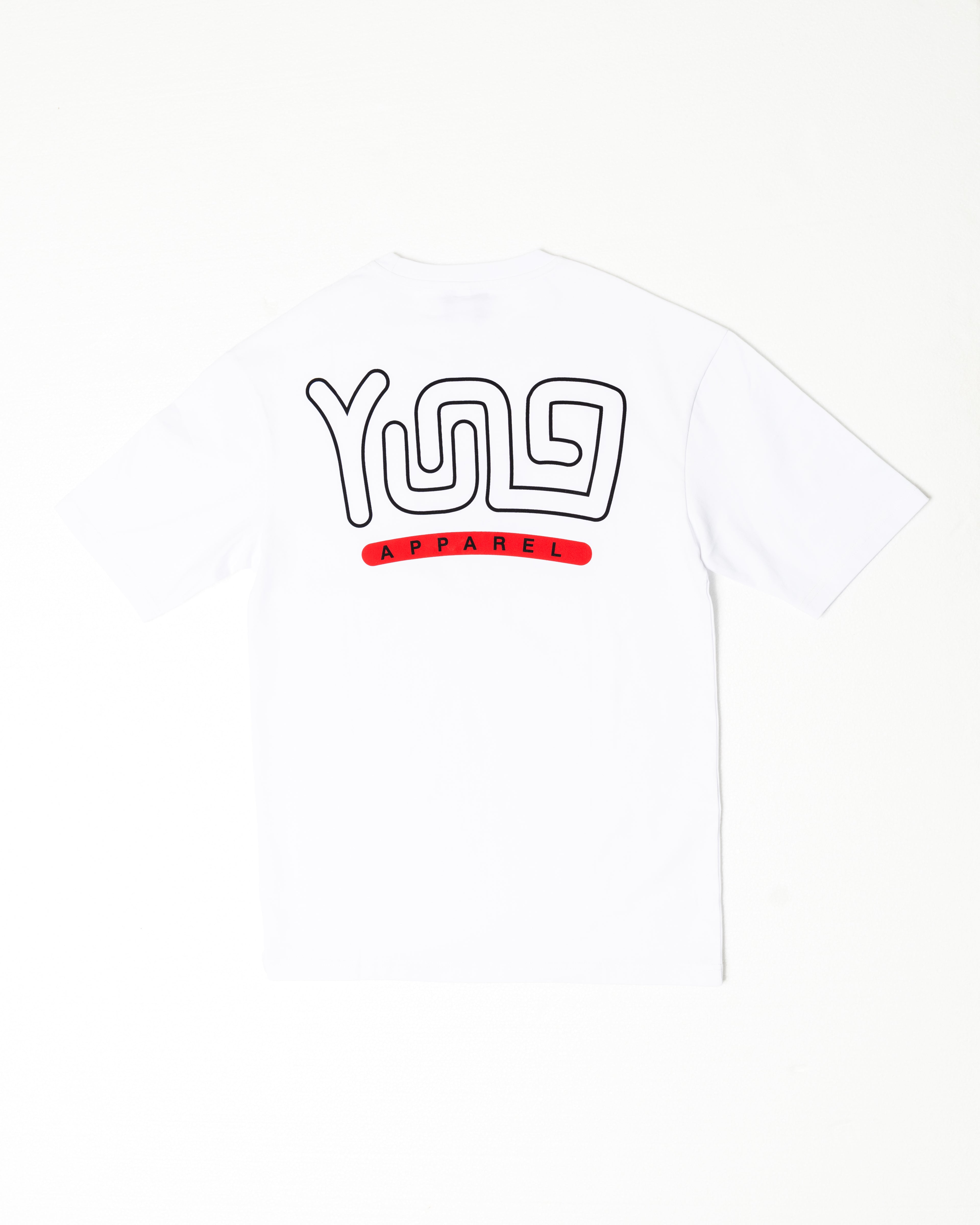 White t-shirt with a black and red logo on a white background
Streetwear South Africa