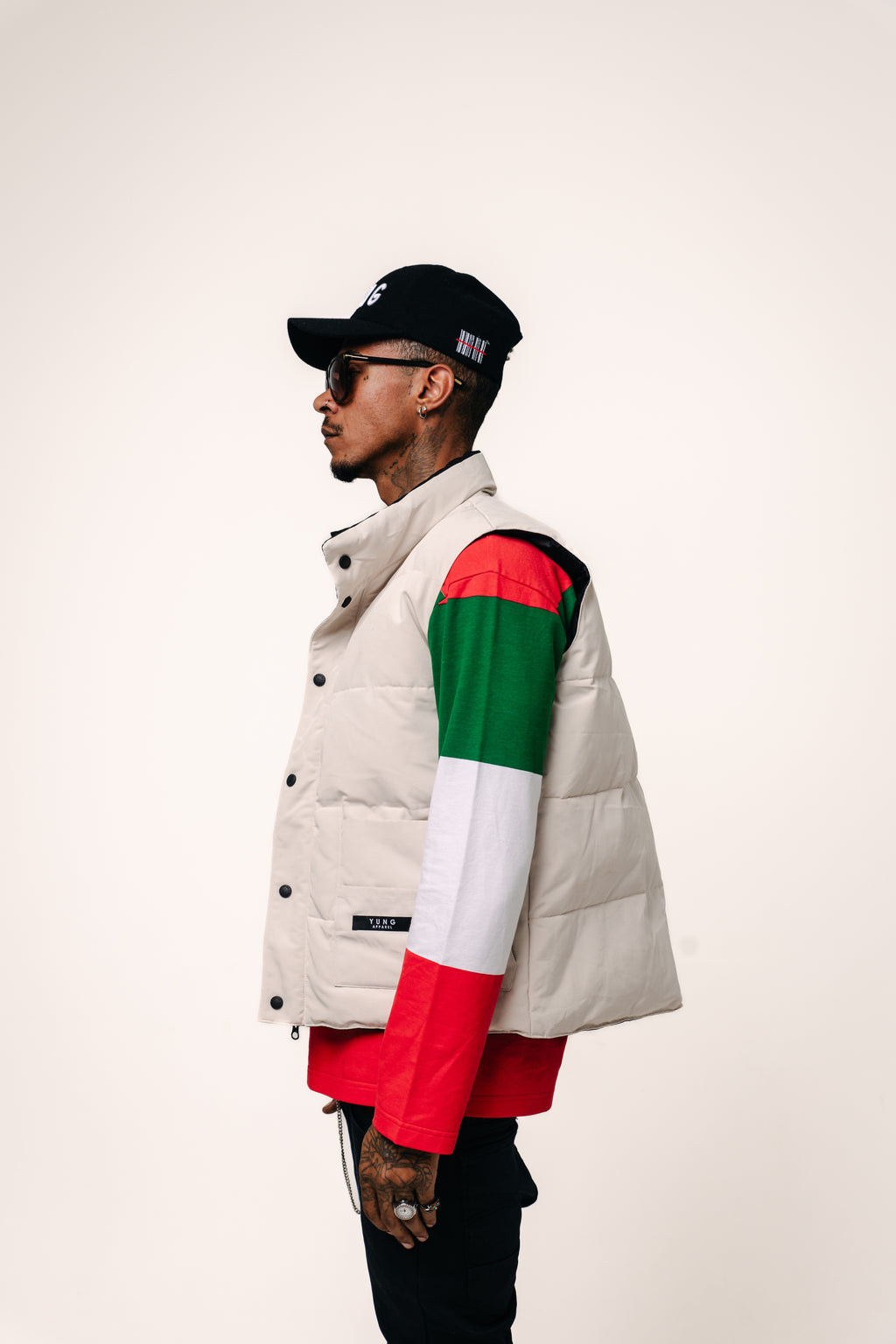 Person wearing a colorful jacket with a white background
Streetwear South Africa