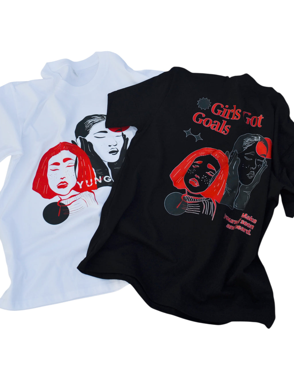 White and black t-shirt with graphic designs and text on a white background
Streetwear South Africa